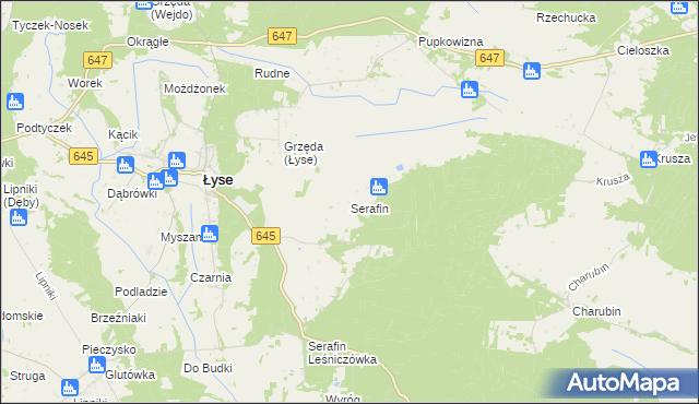 mapa Serafin gmina Łyse, Serafin gmina Łyse na mapie Targeo
