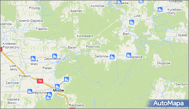 mapa Serbinów, Serbinów na mapie Targeo