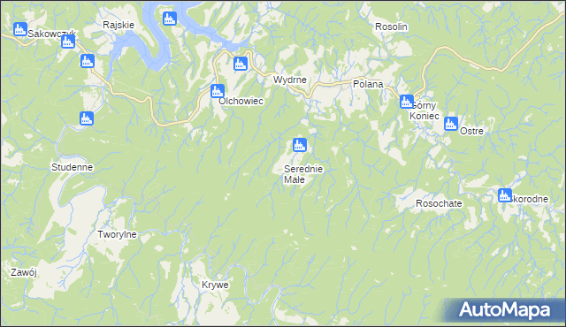 mapa Serednie Małe, Serednie Małe na mapie Targeo