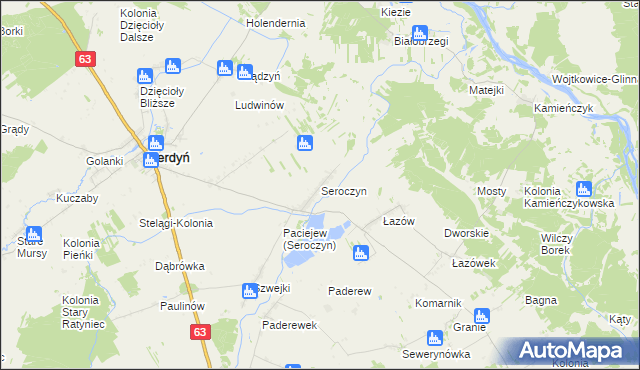mapa Seroczyn gmina Sterdyń, Seroczyn gmina Sterdyń na mapie Targeo