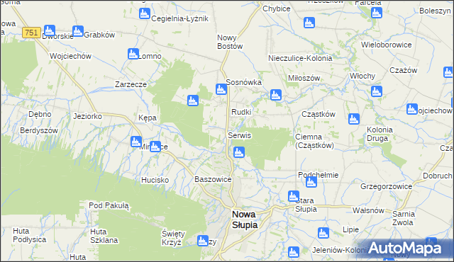 mapa Serwis, Serwis na mapie Targeo