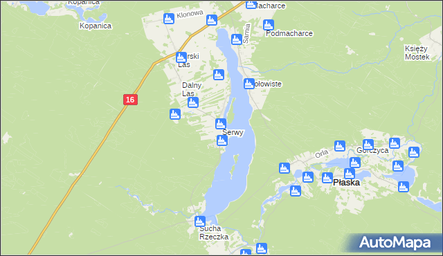mapa Serwy, Serwy na mapie Targeo