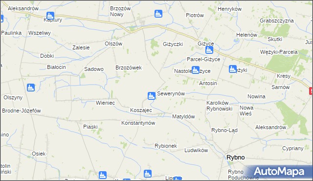 mapa Sewerynów gmina Iłów, Sewerynów gmina Iłów na mapie Targeo