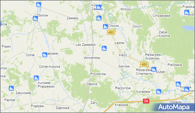 mapa Sewerynów gmina Widawa, Sewerynów gmina Widawa na mapie Targeo