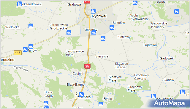 mapa Siąszyce, Siąszyce na mapie Targeo