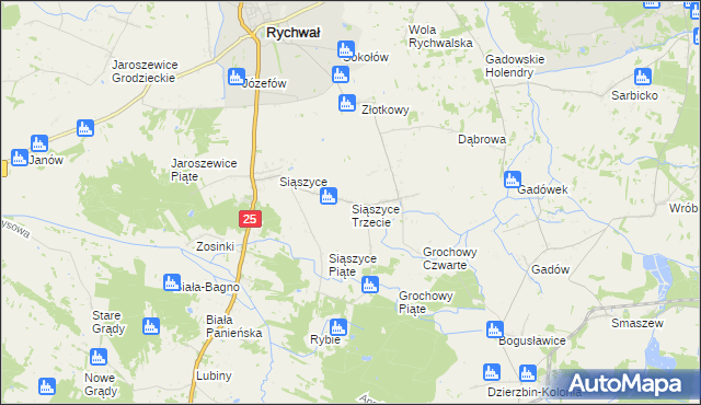 mapa Siąszyce Trzecie, Siąszyce Trzecie na mapie Targeo