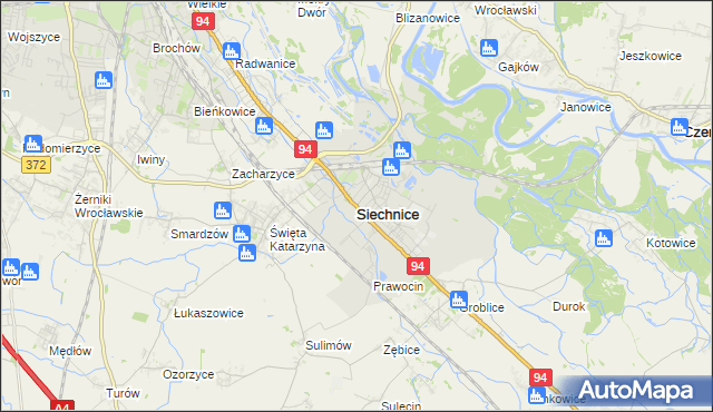 mapa Siechnice, Siechnice na mapie Targeo