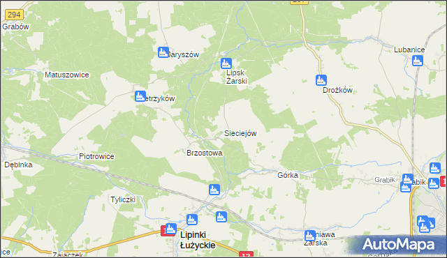 mapa Sieciejów, Sieciejów na mapie Targeo