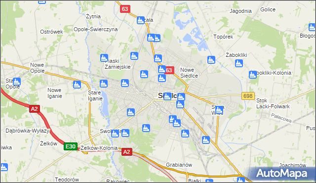 mapa Siedlce, Siedlce na mapie Targeo