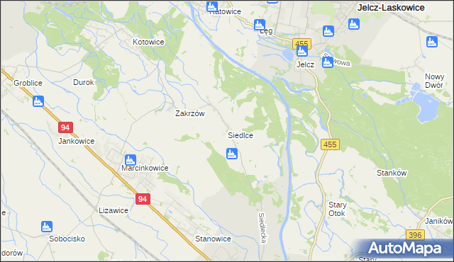 mapa Siedlce gmina Oława, Siedlce gmina Oława na mapie Targeo