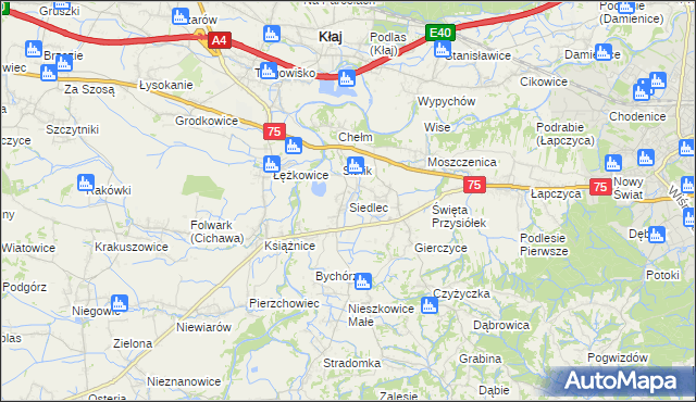 mapa Siedlec gmina Bochnia, Siedlec gmina Bochnia na mapie Targeo