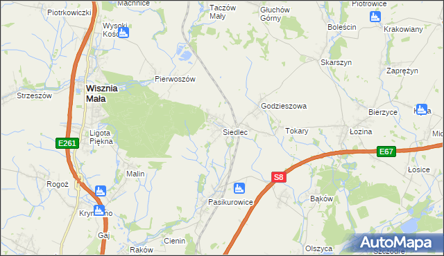 mapa Siedlec gmina Długołęka, Siedlec gmina Długołęka na mapie Targeo