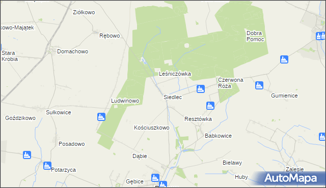 mapa Siedlec gmina Pępowo, Siedlec gmina Pępowo na mapie Targeo