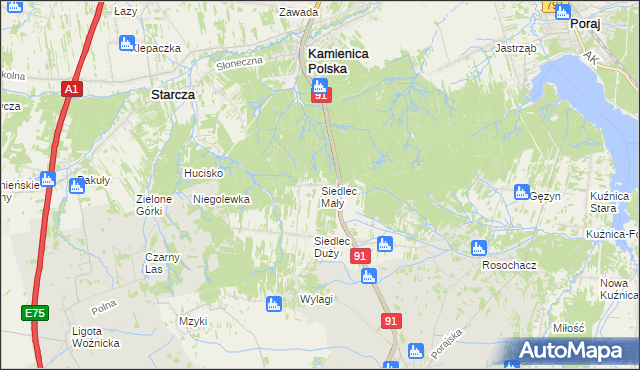 mapa Siedlec Mały, Siedlec Mały na mapie Targeo