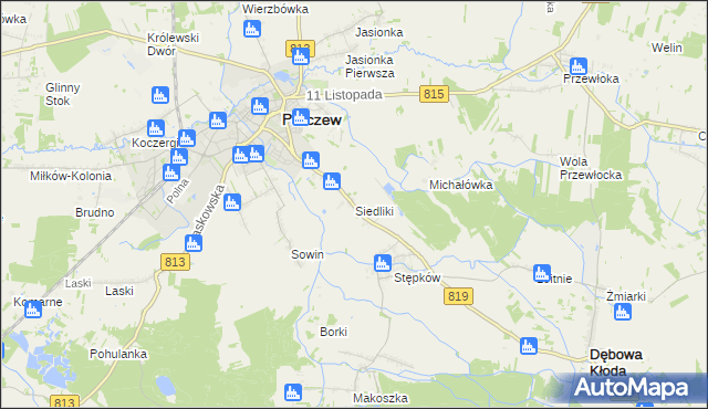 mapa Siedliki, Siedliki na mapie Targeo