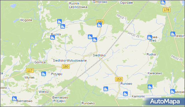mapa Siedlisko gmina Trzcianka, Siedlisko gmina Trzcianka na mapie Targeo