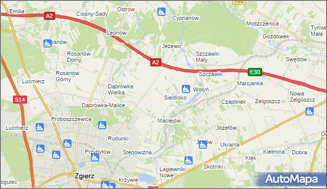 mapa Siedlisko gmina Zgierz, Siedlisko gmina Zgierz na mapie Targeo