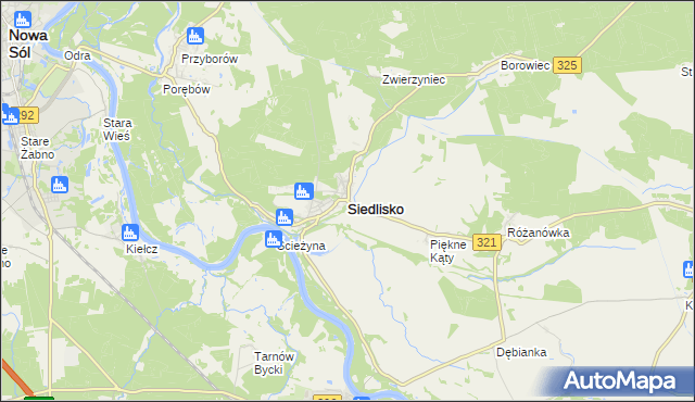 mapa Siedlisko powiat nowosolski, Siedlisko powiat nowosolski na mapie Targeo