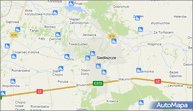 mapa Siedliszcze powiat chełmski, Siedliszcze powiat chełmski na mapie Targeo