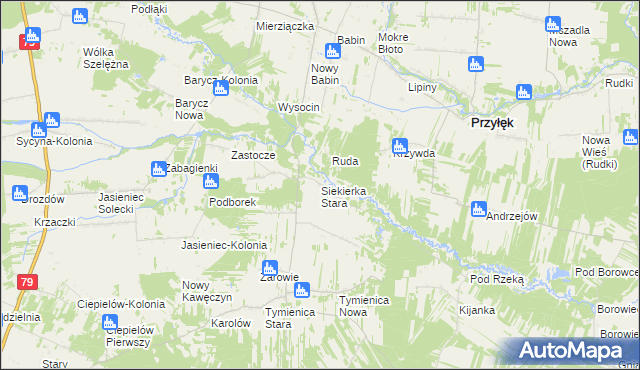 mapa Siekierka Stara, Siekierka Stara na mapie Targeo