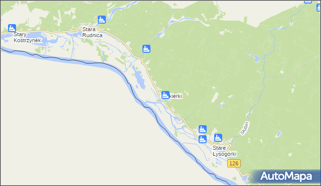 mapa Siekierki gmina Cedynia, Siekierki gmina Cedynia na mapie Targeo