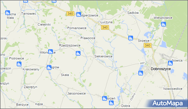 mapa Siekierowice, Siekierowice na mapie Targeo