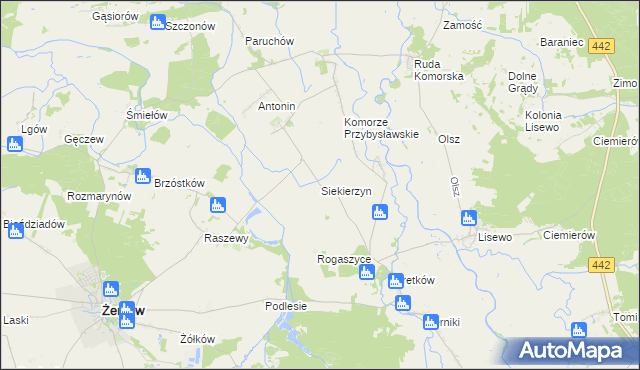 mapa Siekierzyn gmina Żerków, Siekierzyn gmina Żerków na mapie Targeo