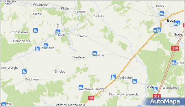 mapa Siekluki gmina Boćki, Siekluki gmina Boćki na mapie Targeo