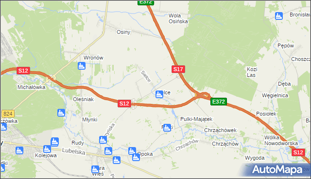 mapa Sielce gmina Końskowola, Sielce gmina Końskowola na mapie Targeo