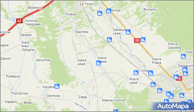 mapa Sielce Prawe, Sielce Prawe na mapie Targeo