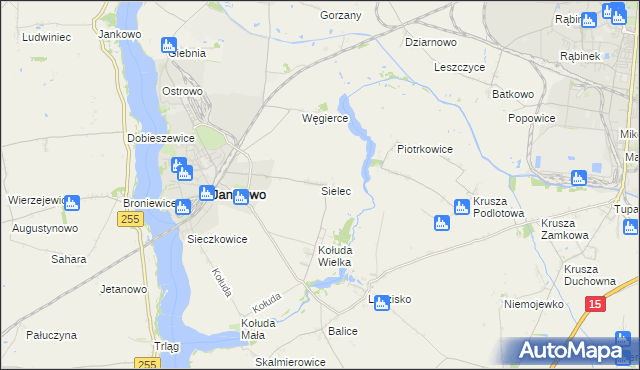 mapa Sielec gmina Janikowo, Sielec gmina Janikowo na mapie Targeo