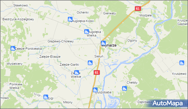 mapa Sieluń, Sieluń na mapie Targeo