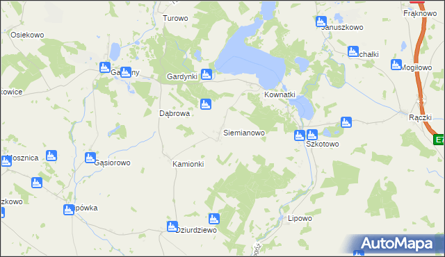 mapa Siemianowo gmina Kozłowo, Siemianowo gmina Kozłowo na mapie Targeo