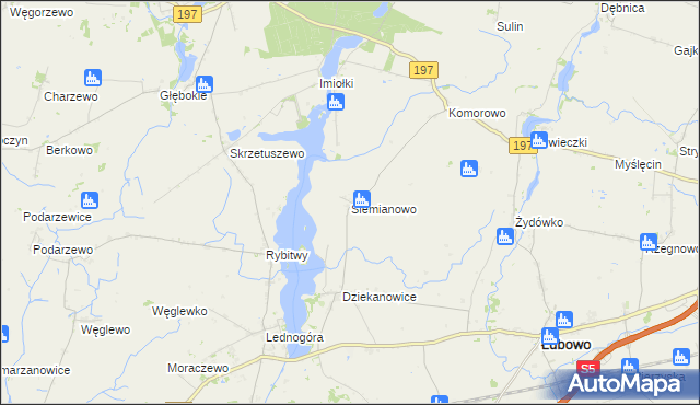 mapa Siemianowo gmina Łubowo, Siemianowo gmina Łubowo na mapie Targeo