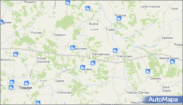 mapa Siemiątkowo gmina Troszyn, Siemiątkowo gmina Troszyn na mapie Targeo