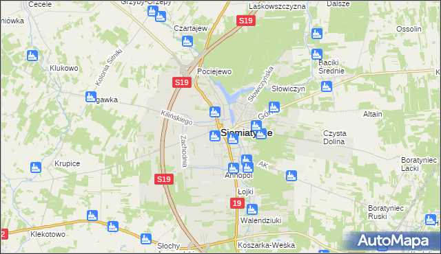mapa Siemiatycze, Siemiatycze na mapie Targeo