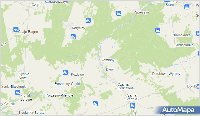 mapa Siemiony gmina Grodzisk, Siemiony gmina Grodzisk na mapie Targeo