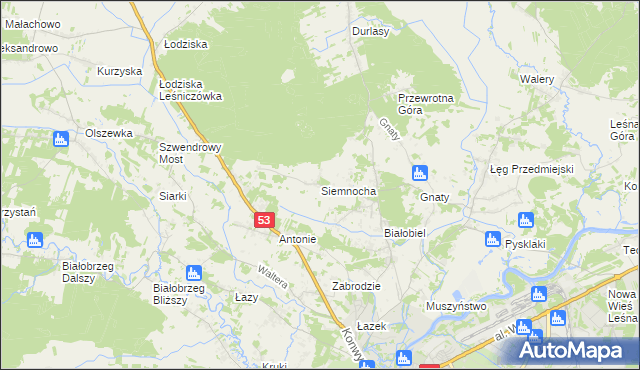 mapa Siemnocha, Siemnocha na mapie Targeo