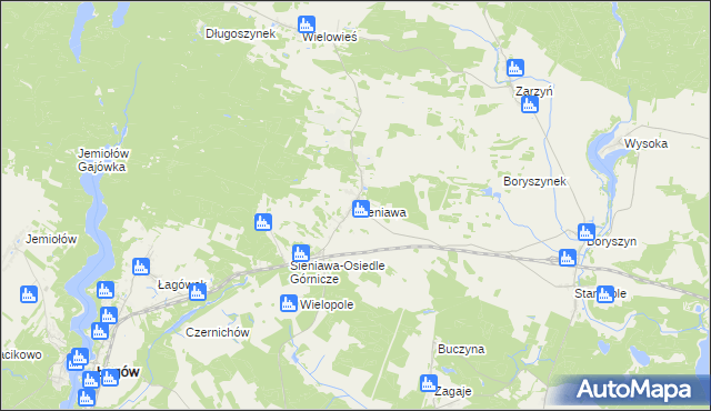 mapa Sieniawa gmina Łagów, Sieniawa gmina Łagów na mapie Targeo