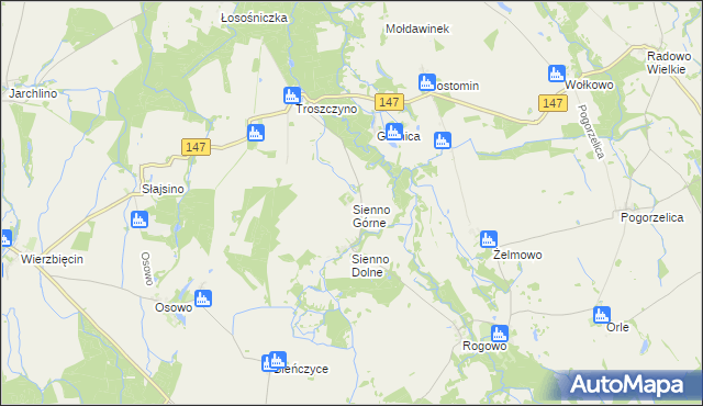 mapa Sienno Górne, Sienno Górne na mapie Targeo