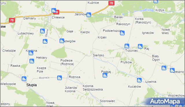 mapa Sieńsko, Sieńsko na mapie Targeo