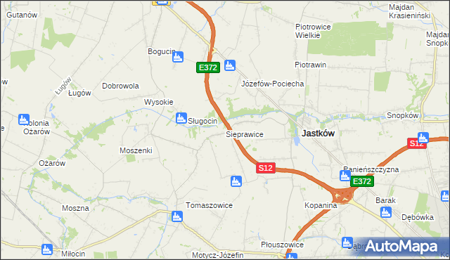 mapa Sieprawice, Sieprawice na mapie Targeo