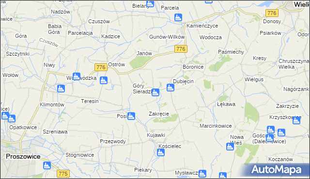 mapa Sieradzice, Sieradzice na mapie Targeo