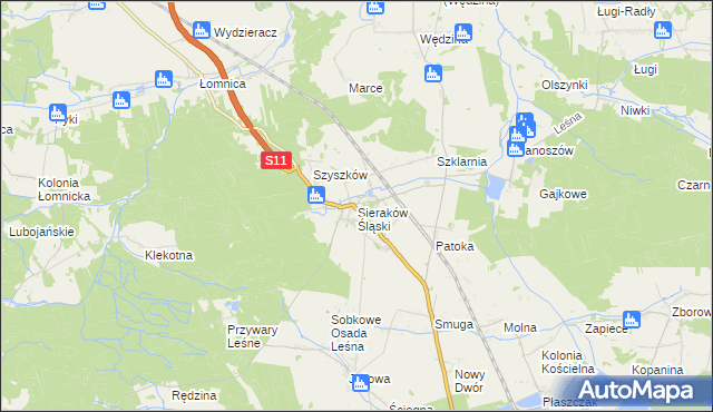 mapa Sieraków Śląski, Sieraków Śląski na mapie Targeo