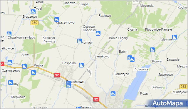 mapa Sierakowo gmina Strzałkowo, Sierakowo gmina Strzałkowo na mapie Targeo