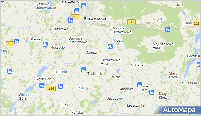 mapa Sierakowska Huta, Sierakowska Huta na mapie Targeo