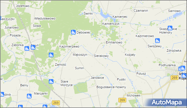 mapa Sierakowy, Sierakowy na mapie Targeo