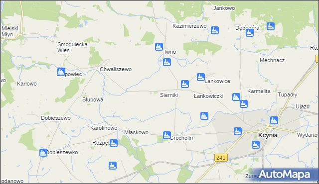 mapa Sierniki gmina Kcynia, Sierniki gmina Kcynia na mapie Targeo