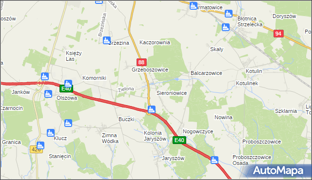 mapa Sieroniowice, Sieroniowice na mapie Targeo