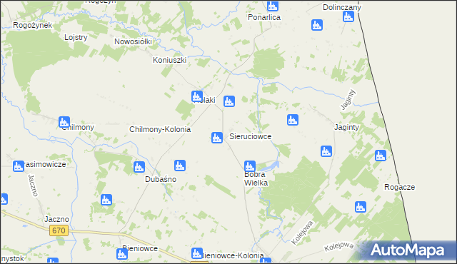 mapa Sieruciowce, Sieruciowce na mapie Targeo